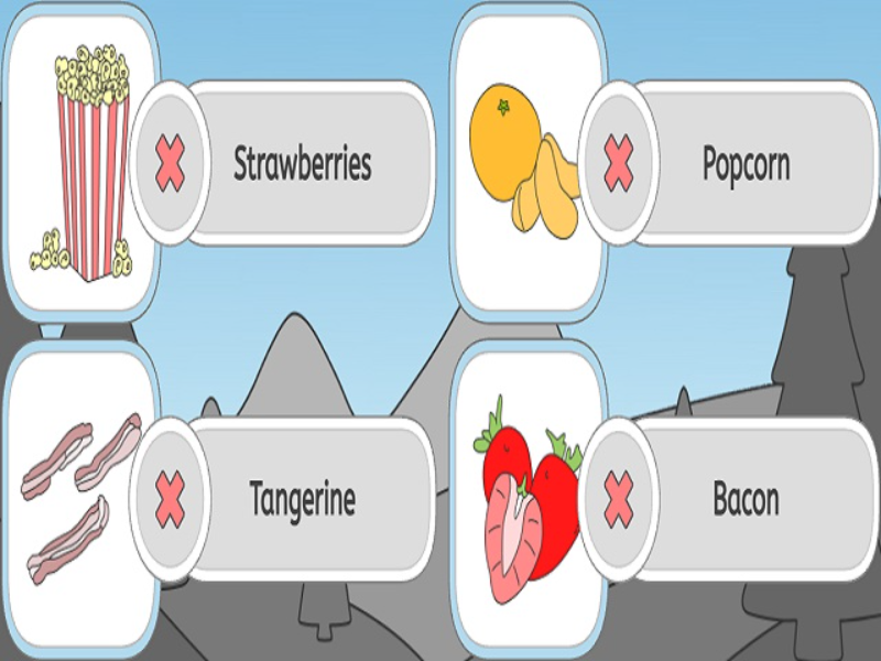 strawberries popcorn tangerine bacon puzzle