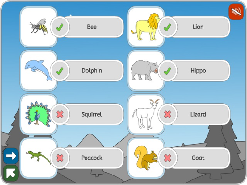 bee lion dolphin hippo squirrel lizard peacock goat puzzle