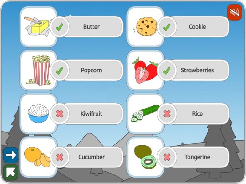 butter cookie popcorn strawberries kiwifruit rice cucumber tangerine puzzle